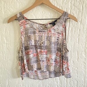 Forever 21 Patterned Cropped Tank Top Size Medium